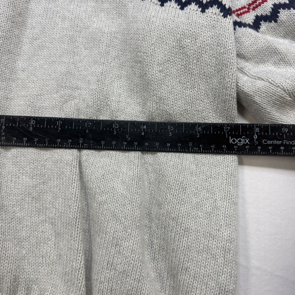 IZOD Mens Fair Isle Mock Neck Quarter Button Sweater Grey Navy Red Small - Picture 2 of 7